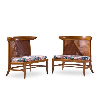  John Lubberts Lambert Mulder John Lubberts Lambert Mulder for Tomlinson Cane Walnut Slipper Chairs Pair