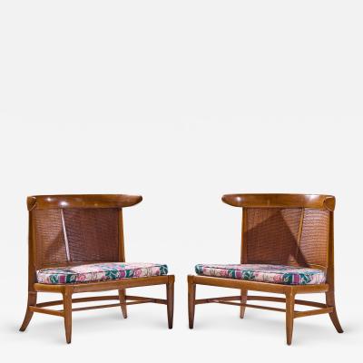  John Lubberts Lambert Mulder John Lubberts Lambert Mulder for Tomlinson Cane Walnut Slipper Chairs Pair
