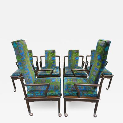  John Widdicomb Co Widdicomb Furniture Co Fabulous Asian Modern Widdicomb Dining Chairs Jack Lenor Larsen Blue Velvet