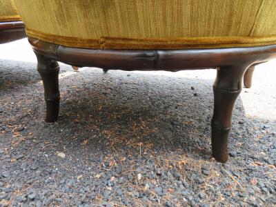  John Widdicomb Co Widdicomb Furniture Co Fantastic Pair Hollywood Regency Faux Bamboo Barrel Back Arm Club Chairs