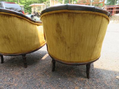  John Widdicomb Co Widdicomb Furniture Co Fantastic Pair Hollywood Regency Faux Bamboo Barrel Back Arm Club Chairs