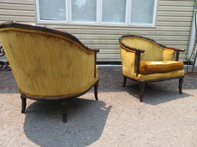  John Widdicomb Co Widdicomb Furniture Co Fantastic Pair Hollywood Regency Faux Bamboo Barrel Back Arm Club Chairs