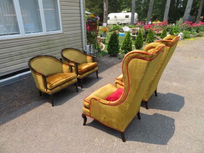 John Widdicomb Co Widdicomb Furniture Co Fantastic Pair Hollywood Regency Faux Bamboo Barrel Back Arm Club Chairs