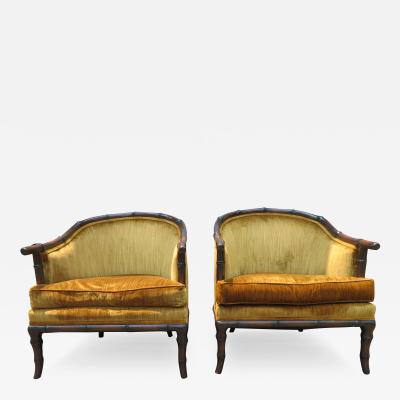  John Widdicomb Co Widdicomb Furniture Co Fantastic Pair Hollywood Regency Faux Bamboo Barrel Back Arm Club Chairs