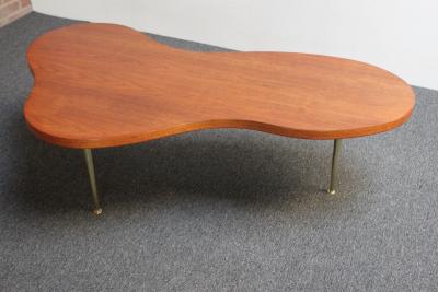  John Widdicomb Co Widdicomb Furniture Co Freeform Walnut and Brass Coffee Table by T H Robsjohn Gibbings