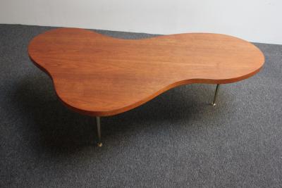  John Widdicomb Co Widdicomb Furniture Co Freeform Walnut and Brass Coffee Table by T H Robsjohn Gibbings
