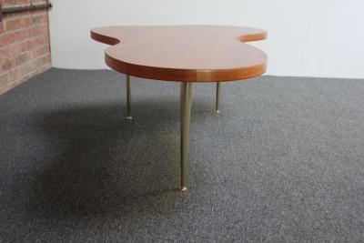  John Widdicomb Co Widdicomb Furniture Co Freeform Walnut and Brass Coffee Table by T H Robsjohn Gibbings