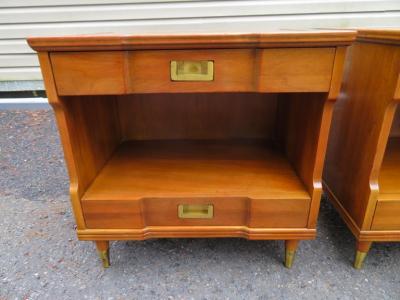  John Widdicomb Co Widdicomb Furniture Co Handsome Pair Asian Style John Widdicomb Night Stands Mid Century Modern