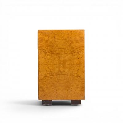  John Widdicomb Co Widdicomb Furniture Co John Widdicomb Campaign Mid Century Burlwood and Brass Lowboy Dresser