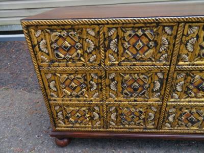  John Widdicomb Co Widdicomb Furniture Co John Widdicomb Mahogany Gold Gilt 3 Drawer Mediterranean Petite Credenza