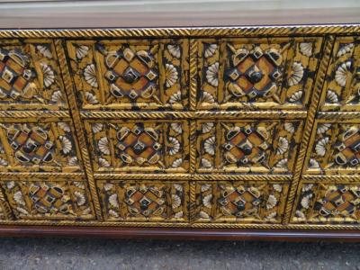  John Widdicomb Co Widdicomb Furniture Co John Widdicomb Mahogany Gold Gilt 3 Drawer Mediterranean Petite Credenza