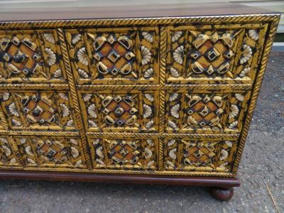  John Widdicomb Co Widdicomb Furniture Co John Widdicomb Mahogany Gold Gilt 3 Drawer Mediterranean Petite Credenza