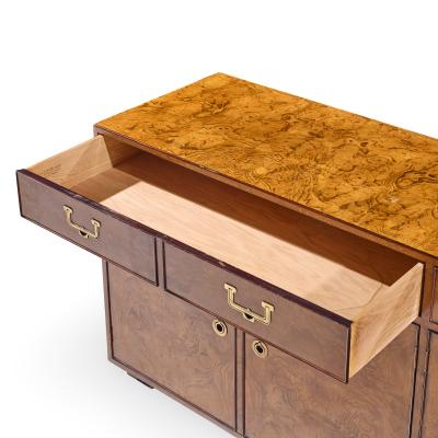  John Widdicomb Co Widdicomb Furniture Co John Widdicomb Mid Century Burlwood and Brass Campaign Credenza