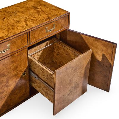  John Widdicomb Co Widdicomb Furniture Co John Widdicomb Mid Century Burlwood and Brass Campaign Credenza