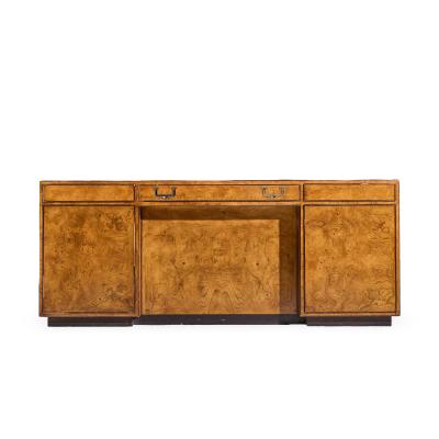  John Widdicomb Co Widdicomb Furniture Co John Widdicomb Mid Century Burlwood and Brass Campaign Executive Desk
