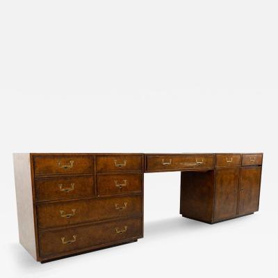  John Widdicomb Co Widdicomb Furniture Co John Widdicomb Mid Century Campaign Style 3 Piece Burlwood Dresser Vanity Set
