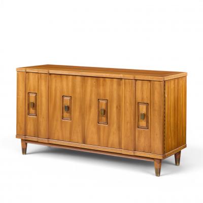  John Widdicomb Co Widdicomb Furniture Co John Widdicomb Mid Century Walnut and Brass Credenza with Hutch