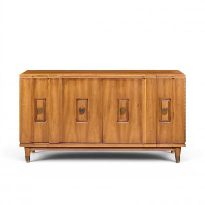  John Widdicomb Co Widdicomb Furniture Co John Widdicomb Mid Century Walnut and Brass Credenza with Hutch