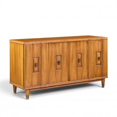  John Widdicomb Co Widdicomb Furniture Co John Widdicomb Mid Century Walnut and Brass Credenza with Hutch