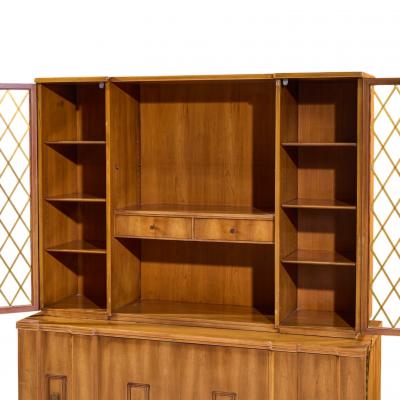  John Widdicomb Co Widdicomb Furniture Co John Widdicomb Mid Century Walnut and Brass Credenza with Hutch