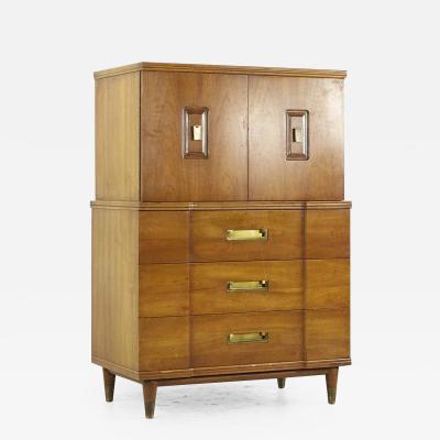  John Widdicomb Co Widdicomb Furniture Co John Widdicomb Mid Century Walnut and Brass Highboy Dresser