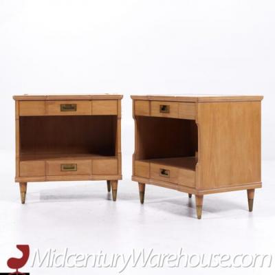  John Widdicomb Co Widdicomb Furniture Co John Widdicomb Mid Century Walnut and Brass Nightstands Pair