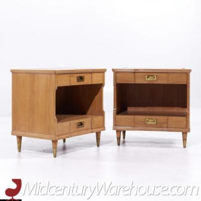  John Widdicomb Co Widdicomb Furniture Co John Widdicomb Mid Century Walnut and Brass Nightstands Pair