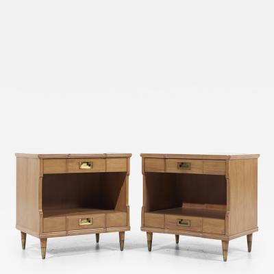  John Widdicomb Co Widdicomb Furniture Co John Widdicomb Mid Century Walnut and Brass Nightstands Pair