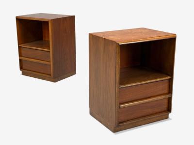  John Widdicomb Co Widdicomb Furniture Co T H Robsjohn Gibbings American Modern Walnut Open Nightstands USA 1960s