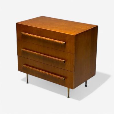 John Widdicomb Co Widdicomb Furniture Co T H Robsjohn Gibbings Widdicomb Walnut Cane Brass Cabinet USA 1950s