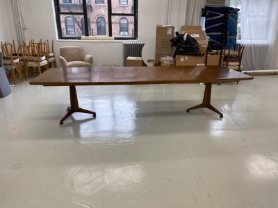  John Widdicomb Co Widdicomb Furniture Co Walnut Two Pedestal Dining Table with 3 Leaves