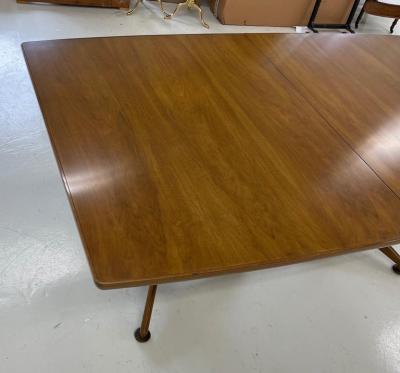  John Widdicomb Co Widdicomb Furniture Co Walnut Two Pedestal Dining Table with 3 Leaves