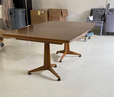  John Widdicomb Co Widdicomb Furniture Co Walnut Two Pedestal Dining Table with 3 Leaves
