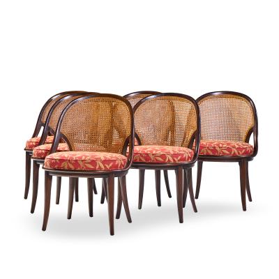  John Widdicomb Co Widdicomb Furniture Co Widdicomb Mid Century Camel Back Cane and Mahogany Dining Chairs Set of 6