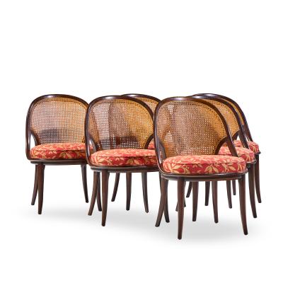  John Widdicomb Co Widdicomb Furniture Co Widdicomb Mid Century Camel Back Cane and Mahogany Dining Chairs Set of 6