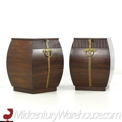  John Widdicomb Co Widdicomb Furniture Co Widdicomb Mid Century Walnut and Brass End Table Nightstands