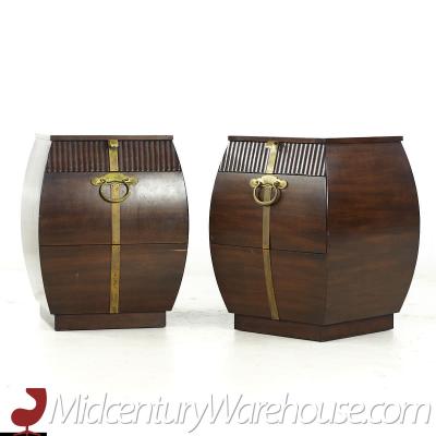  John Widdicomb Co Widdicomb Furniture Co Widdicomb Mid Century Walnut and Brass End Table Nightstands