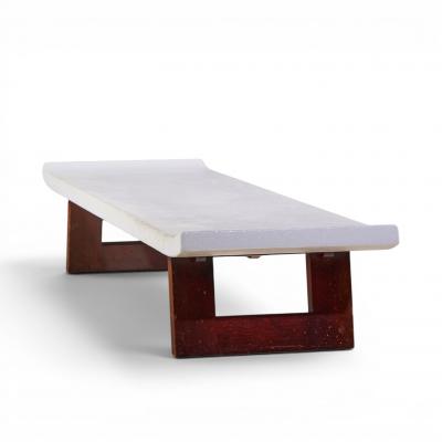  Johnson Furniture Company Paul Frankl for Johnson Furniture Company Cork and Mahogany Coffee Table Bench