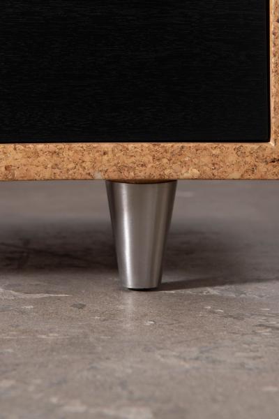  Johnson Furniture Paul Frankl Cork Black Lacquer 9 Drawer Dresser with Brass Hardware 1950s