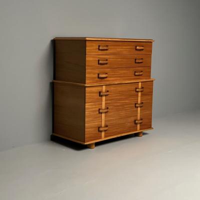  Johnson Furniture Paul Frankl John Stuart Station Wagon High Dresser Rock Maple Brass Leather