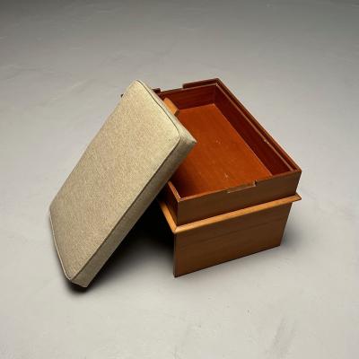  Johnson Furniture Paul Frankl Johnson Furniture Station Wagon Bench Rock Maple Fabric 1950s