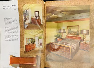  Johnson Furniture Paul Frankl Johnson Furniture Station Wagon Bench Rock Maple Fabric 1950s