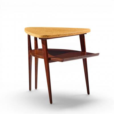  Johnson Furniture Paul Frankl for Johnson Furniture Mid Century Cork and Mahogany Side End Table