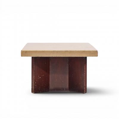  Johnson Furniture Paul Frankl for Johnson Furniture Mid Century Mahogany and Cork Coffee Table