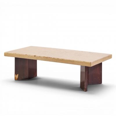  Johnson Furniture Paul Frankl for Johnson Furniture Mid Century Mahogany and Cork Coffee Table