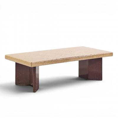  Johnson Furniture Paul Frankl for Johnson Furniture Mid Century Mahogany and Cork Coffee Table