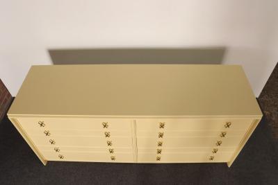  Johnson Furniture Vintage Ten Drawer Dresser Debonaire Cabinet with Brass X Pulls by Paul Frankl