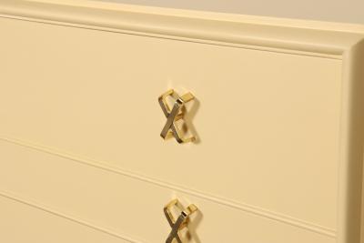  Johnson Furniture Vintage Ten Drawer Dresser Debonaire Cabinet with Brass X Pulls by Paul Frankl
