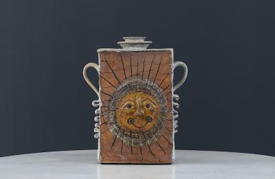  Johnson Vintage Studio Ceramic Sun Figure Pottery Signed Johnson
