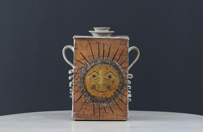  Johnson Vintage Studio Ceramic Sun Figure Pottery Signed Johnson